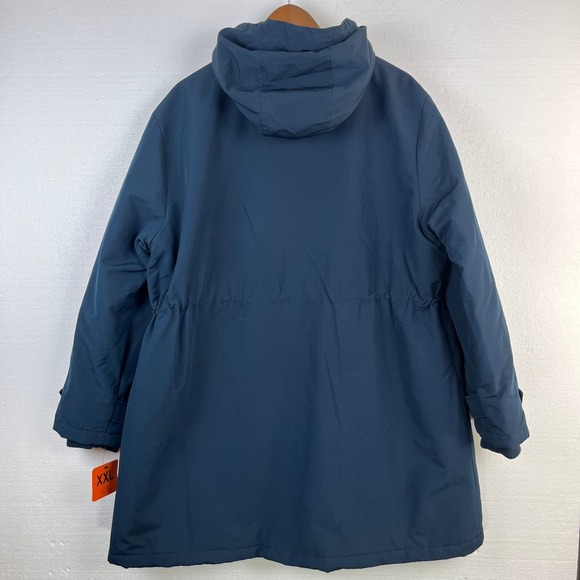 Tommy Hilfiger Parka Womens XXL Navy Blue Jacket Cozy Lined Hood Rib Storm Cuff - Picture 3 of 11
